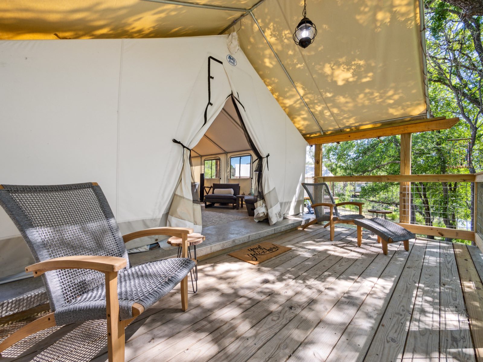 A private porch, the river just beyond
